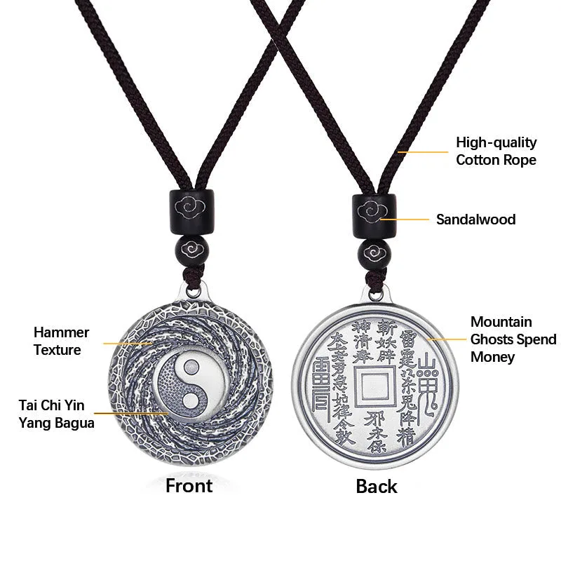 mythstone 999 sterling silver tai chi yin yang bagua design mountain ghosts spend money necklace pendant mythstone 999 sterling silver tai chi yin yang bagua design mountain ghosts spend money necklace pendant