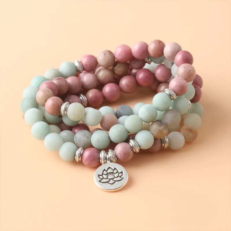 mythstone 108 mala rhodonite amazonite beads lotus compassion bracelet mythstone 108 mala rhodonite amazonite beads lotus compassion bracelet