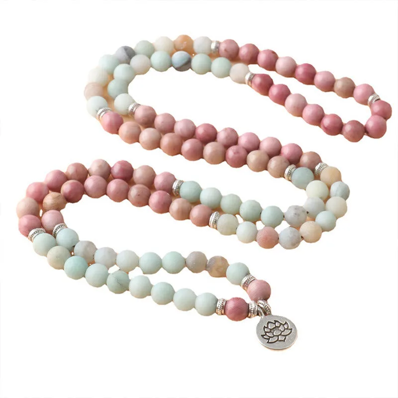 mythstone 108 mala rhodonite amazonite beads lotus compassion bracelet mythstone 108 mala rhodonite amazonite beads lotus compassion bracelet