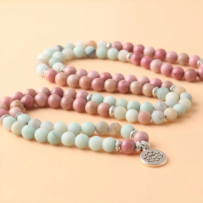 mythstone 108 mala rhodonite amazonite beads lotus compassion bracelet mythstone 108 mala rhodonite amazonite beads lotus compassion bracelet