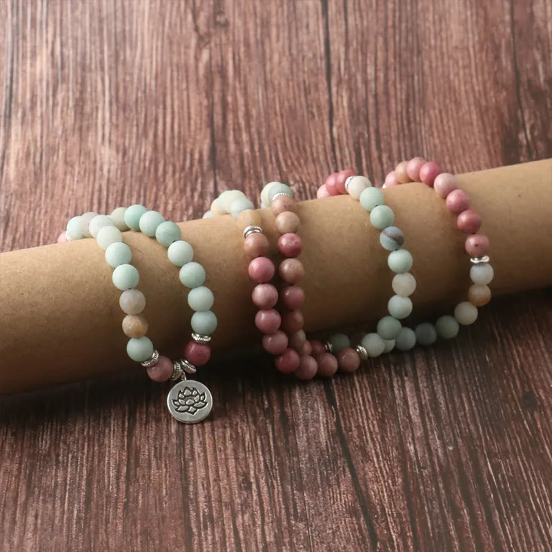 mythstone 108 mala rhodonite amazonite beads lotus compassion bracelet mythstone 108 mala rhodonite amazonite beads lotus compassion bracelet