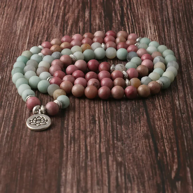mythstone 108 mala rhodonite amazonite beads lotus compassion bracelet mythstone 108 mala rhodonite amazonite beads lotus compassion bracelet