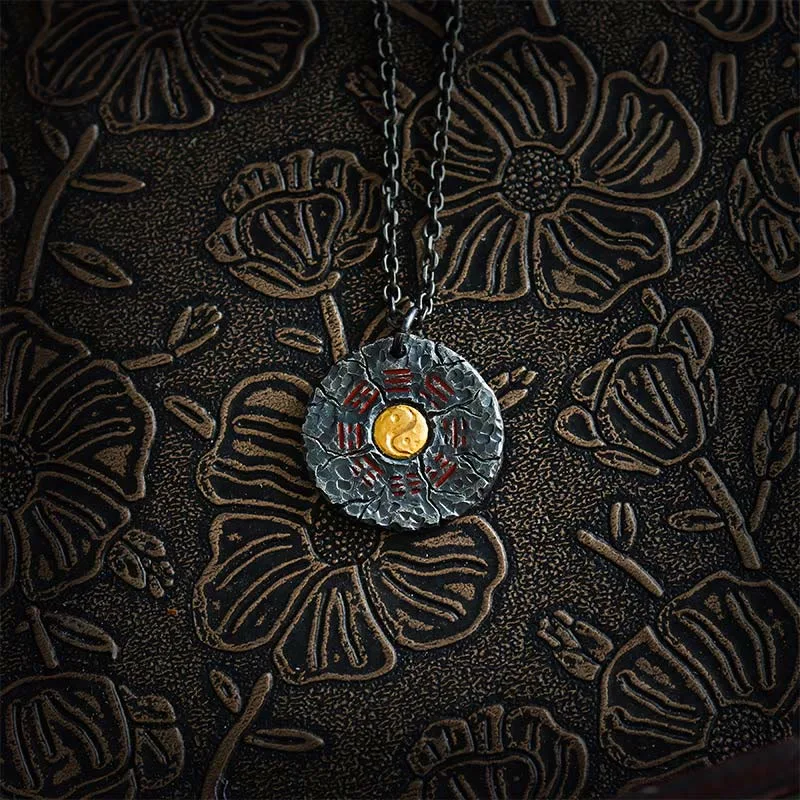 mythstone 999 sterling silver 24k gold bagua tai chi yin yang design mountain ghosts spend money harmony necklace pendant mythstone 999 sterling silver 24k gold bagua tai chi yin yang design mountain ghosts spend money harmony necklace pendant
