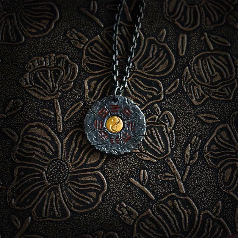 mythstone 999 sterling silver 24k gold bagua tai chi yin yang design mountain ghosts spend money harmony necklace pendant mythstone 999 sterling silver 24k gold bagua tai chi yin yang design mountain ghosts spend money harmony necklace pendant