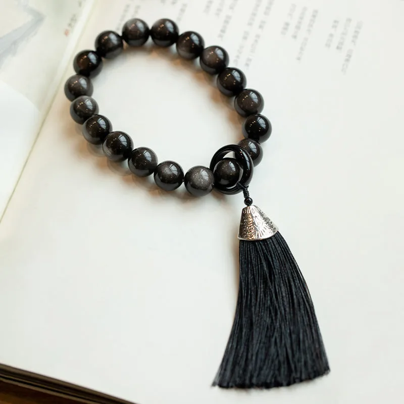 mythstone natural silver sheen obsidian black obsidian lion wrist mala protection tassels pocket mala car decoration mythstone natural silver sheen obsidian black obsidian lion wrist mala protection tassels pocket mala car decoration