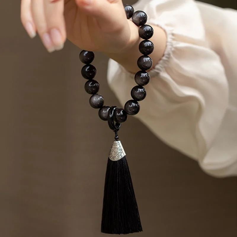 mythstone natural silver sheen obsidian black obsidian lion wrist mala protection tassels pocket mala car decoration mythstone natural silver sheen obsidian black obsidian lion wrist mala protection tassels pocket mala car decoration