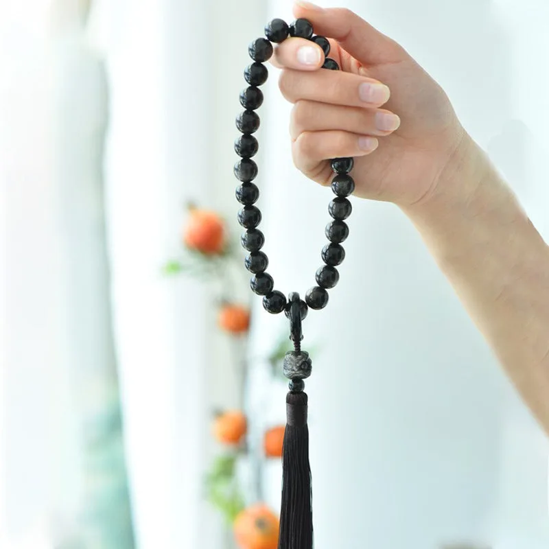 mythstone natural silver sheen obsidian lion wrist mala protection tassels pocket mala car decoration mythstone natural silver sheen obsidian lion wrist mala protection tassels pocket mala car decoration
