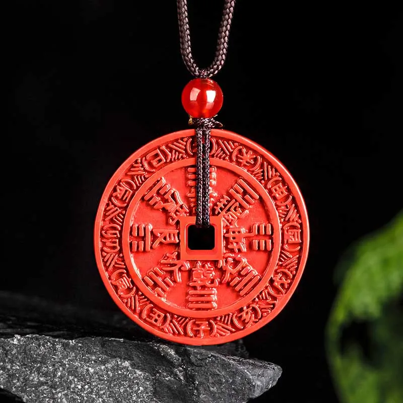 mythstone natural cinnabar mountain ghosts spend money bagua design blessing necklace pendant mythstone natural cinnabar mountain ghosts spend money bagua design blessing necklace pendant