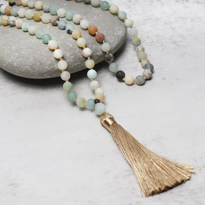 mythstone – 108 amazonite bead tassel mala bracelet for serenity and balance mythstone – 108 amazonite bead tassel mala bracelet for serenity and balance