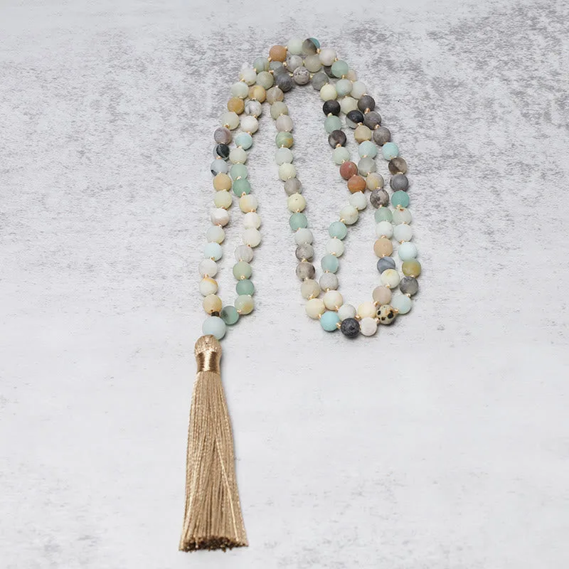 mythstone – 108 amazonite bead tassel mala bracelet for serenity and balance mythstone – 108 amazonite bead tassel mala bracelet for serenity and balance