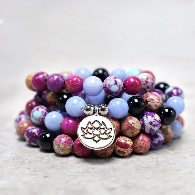 mythstone natural purple miano real stone lotus mala mythstone natural purple miano real stone lotus mala