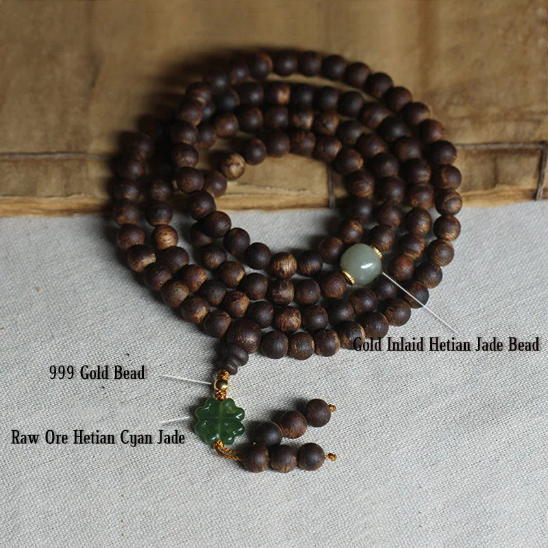 108 mala beads nha trang bai qinan agarwood jade 999 gold peace bracelet 108 mala beads nha trang bai qinan agarwood jade 999 gold peace bracelet