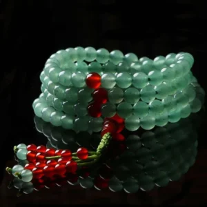 Mythstone 108 Beads Green Aventurine Red Agate Luck Mala Bracelet