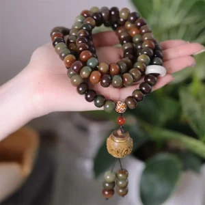 Mythstone 108 Mala Beads Dunhuang Color Bodhi Seed Dzi Bead Keep Away Evil Spirits Bracelet