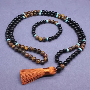 Mythstone Tibetan Black Onyx Peace Mala Set